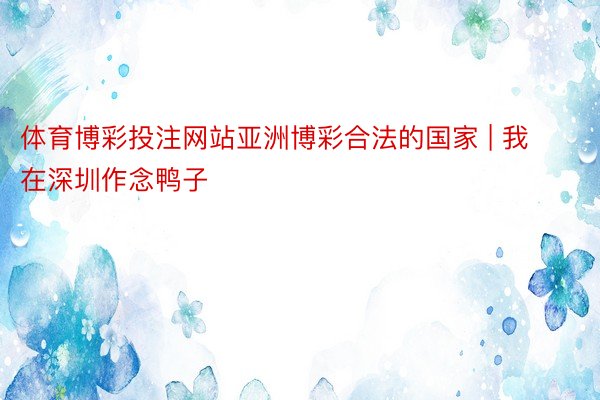 体育博彩投注网站亚洲博彩合法的国家 | 我在深圳作念鸭子