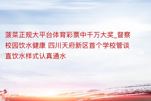 菠菜正规大平台体育彩票中千万大奖_督察校园饮水健康 四川天府新区首个学校管谈直饮水样式认真通水